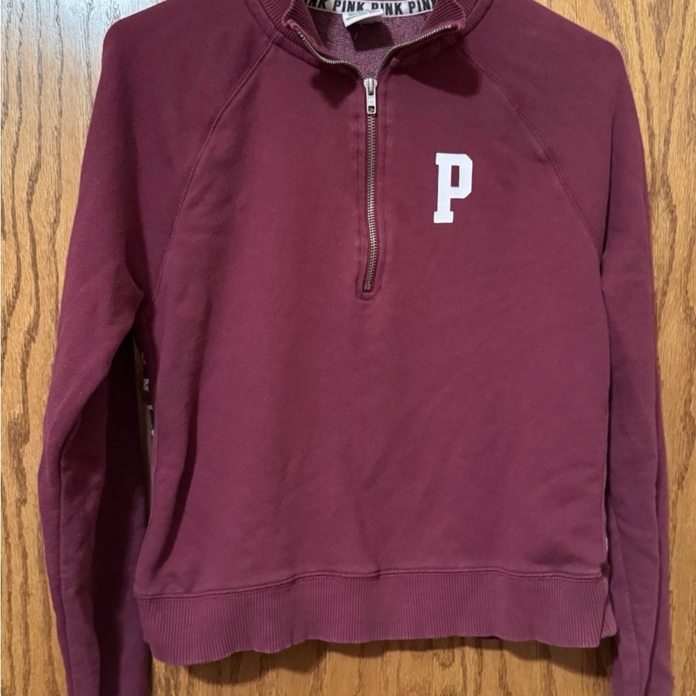 Victoria’s Secret PINK Burgundy Quart-Zip Pullover- Size XS